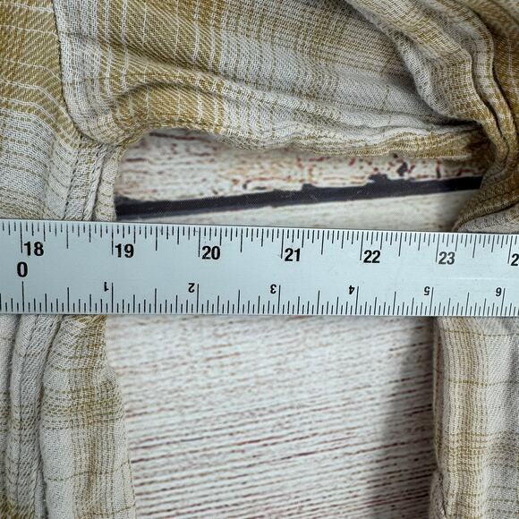 Free People Plaid Button Down 4 Pocket Shirt Womens XS Beige Tan - Picture 11 of 13